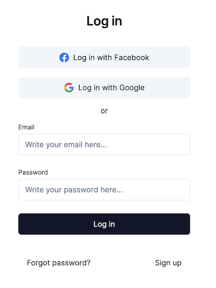 Login page