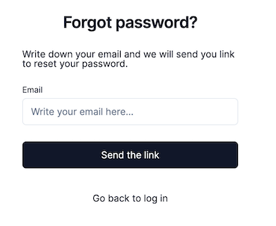 Forgot password page