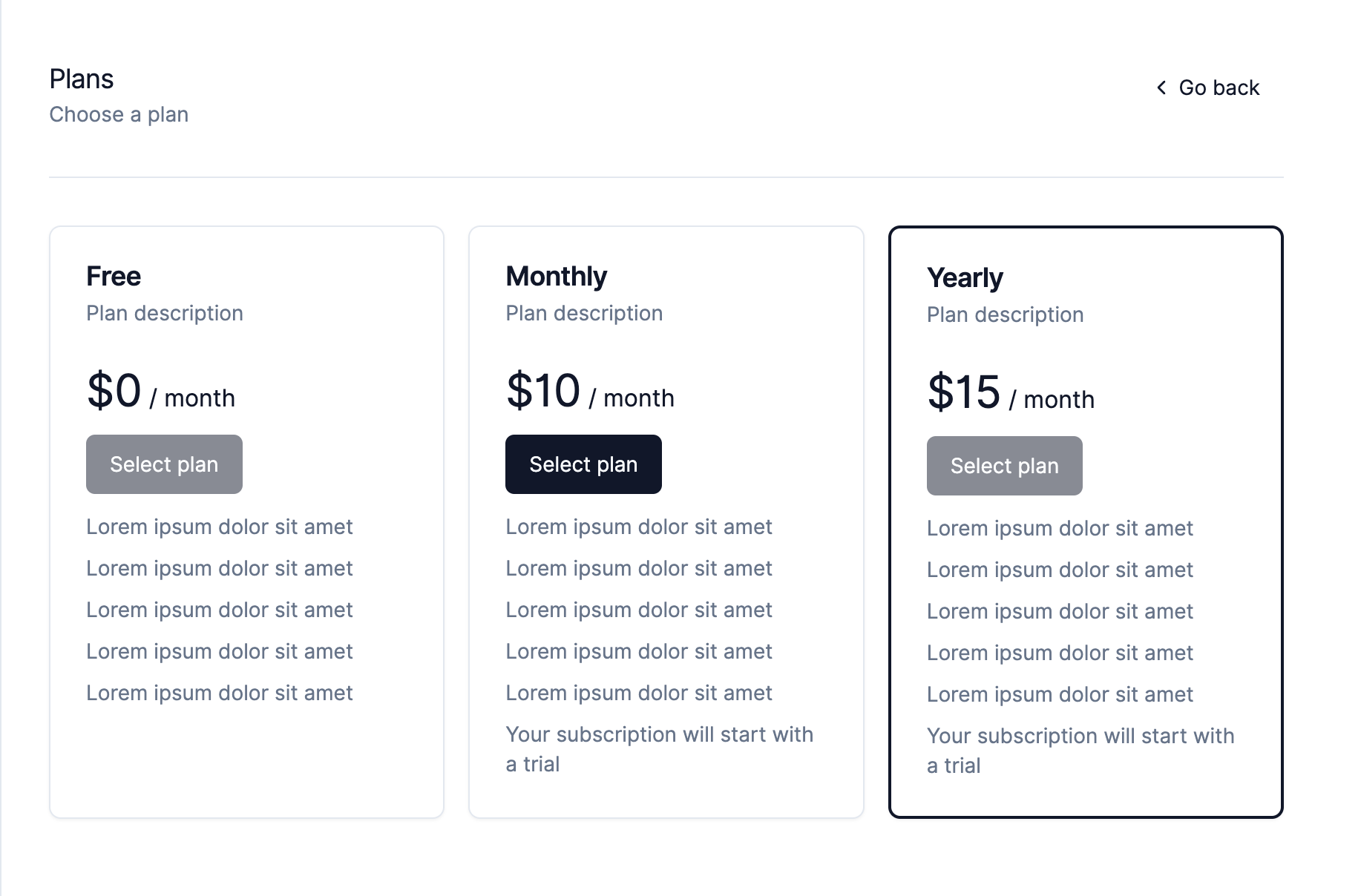 Subscription plans