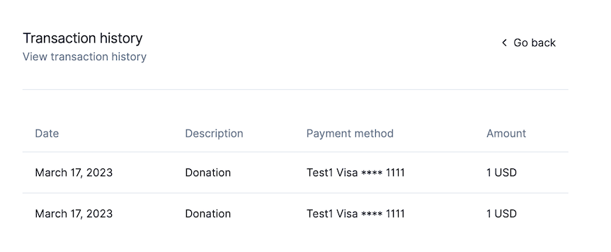 Transaction history